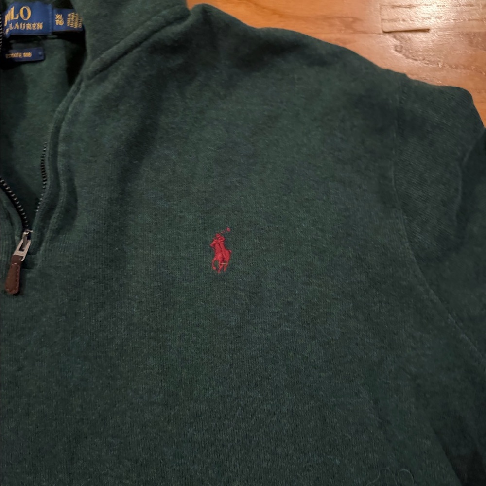 Polo by Ralph Lauren Men's Green 1/4 zip sweater XL - Picture 2 of 4